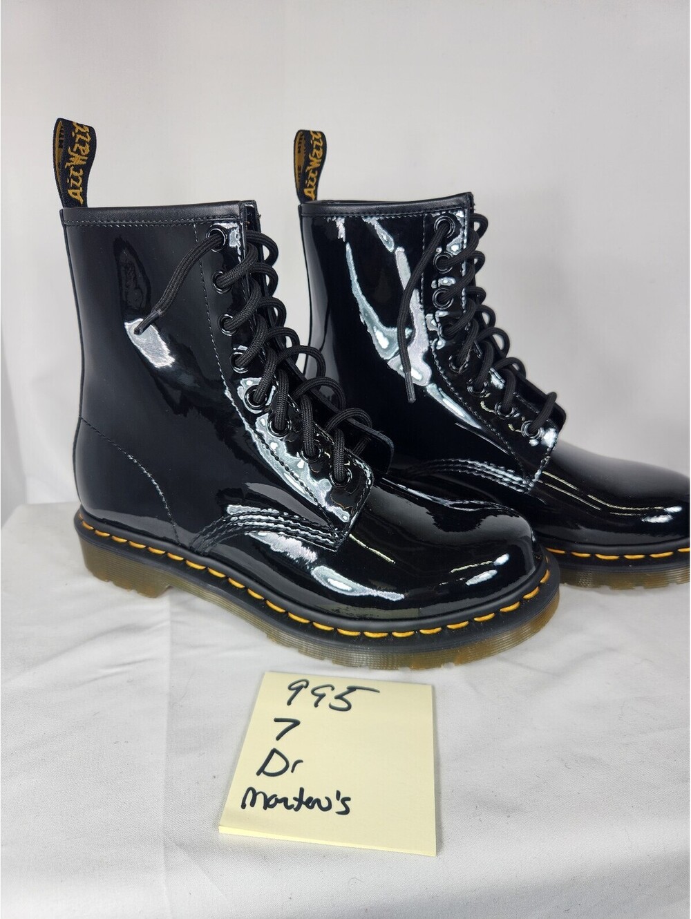 Dr. Martens 1460 Black Patent Leather Lace Up Boots NIB Size 7